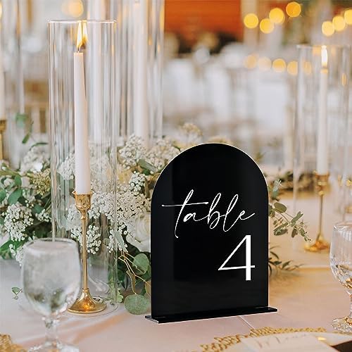 HOODO Black Arch Wedding Table Numbers 1-10 with Stands, 5"x7" Arched Acrylic Signs and Holders, Black Arch Table Numbers for Wedding Reception, Centerpiece, Party, Anniversary, Event - Image 5