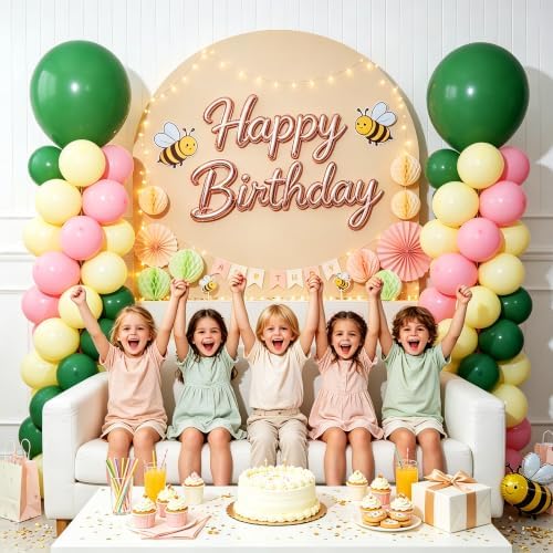 2-Sets Sage Green Pink Yellow Balloon Column Kit, 102Pcs Party Balloons - Image 2