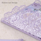 Purple Wedding Invitation Cards 50pcs Blank Inner Sheets Pre-tied Ribbons - Image 5