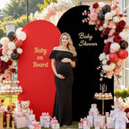 Black Red Arch Cover 7.2FT 6FT Wedding Arch Backdrop Covers Set of 2 Stretchy Spandex Balloon Arch Backdrop for Graduation Baby Bridal Shower Birthday Party Decor Anniversary Banquet Photo Background - Image 2