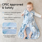 Yoofoss Baby Sleep Sack 12-18 Month 0.5TOG 100% Organic Cotton 2-Way Zipper - Image 4