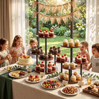 4 Tier Round Cupcake Tower Stand for 50 Cupcakes, 360° Rotating Wood Cake Stand with Tiered Trays, Farmhouse Cookie Stand for Dessert Table Display for Wedding Birthday Baby Shower Tea Party - Image 4
