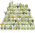 Glass Bud Vases Set of 64 - Green Assorted Small Mini Glass Vases for Flowers, Crystal Vintage Vase Set, Bulk Centerpieces for Table Décor, Wedding, Home and Events (Green, 64 Pcs) by Unknown