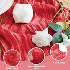 Wokceer Cheesecloth Table Runner Red 10FT Boho Gauze Runner, 12 Pack - Image 3