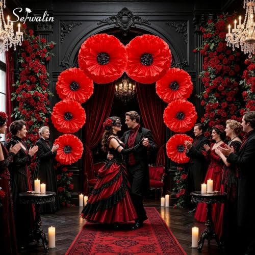 Serwalin 8 Pcs 31.5"*24"*20" Red Giant Paper Flowers Decorations for Wall - Image 6