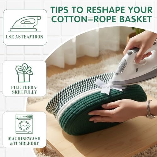 Colingmill 2 Pack 12''x8''x5'' Woven Gift Basket Empty,White, Green - Image 4