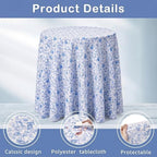Oudain 2 Pcs Blue Floral Tablecloth, 70 Inch Round Washable Table Cover - Image 3