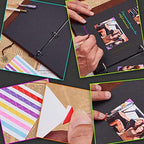 Leather Scrapbook Album, AIOR Vintage Photo Album DIY Memory Book, 60 Black Blank Pages Paper, Wedding Gifts Birthday Anniversary Mother's Day Presents for Men Women Mom Friend, Cat - Image 4