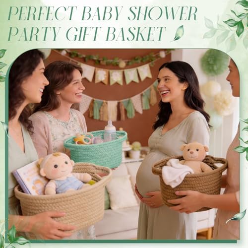 LemonRoad 5 Pcs Woodland Party Supplies, Sage Green Brown Empty Gift Basket - Image 4