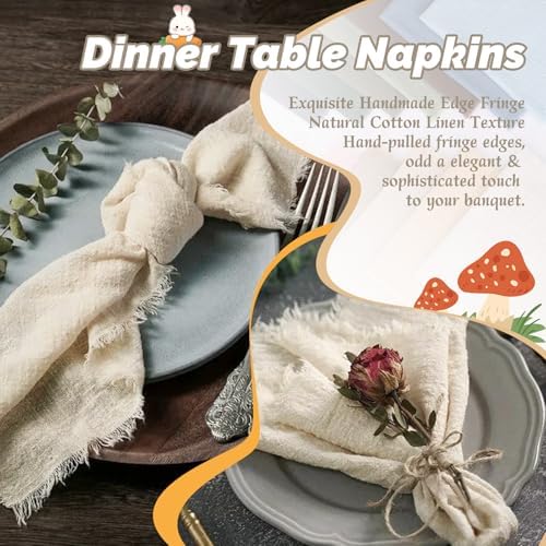 Showgeous 30 Pack Natural Cloth Napkins with Fringe, 16x16 inch 100% Cotton - Image 7