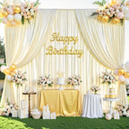 Champagne Satin Backdrop Curtains 4 Panels - Glitter Photo Drapes for Baby Shower, 20x10FT Shimmer Back Drop Cloth, Wrinkle Free for Birthday Party Prom Wedding Stage Background - Image 3