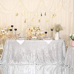 Eternal Beauty Silver Sequin Tablecloth 72 x 108-Inch Sparkly Overlay Rectangle Glitter Table Cover for Wedding Party Birthday Decoration - Image 3