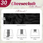 30 Pack Black Cheesecloth Table Runner 17 x 108 inch Cheese Cloth Table Runners 9ft Black Table Runner Rustic Romantic Sheer Gauze Runner for Wedding Party Baby Shower Table Decoration - Image 2