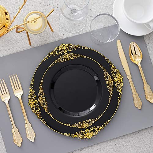 Hioasis 175 Pcs Black Gold Plates for Graduation - Image 3