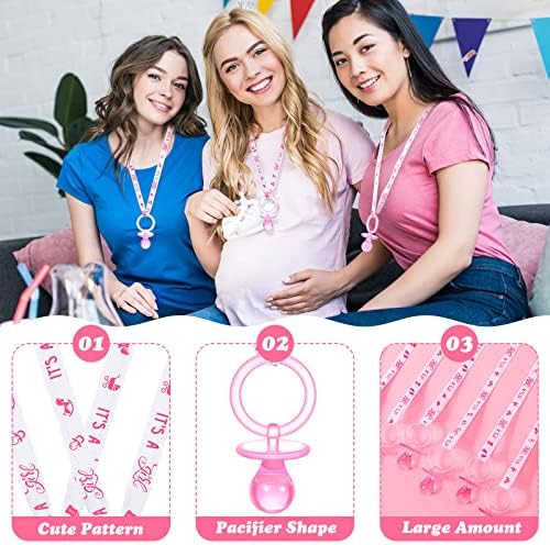 CHENGU 100 Pcs Baby Shower Pacifiers Necklace Bulk,Pink and White - Image 2