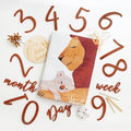 Miaoberry Safari Baby Milestone Blanket, Africa Jungle Theme Monthly Photo Growth Tracker with Giraffe, Lion, Elephant with Hello World Sign by MiaoberryBaby