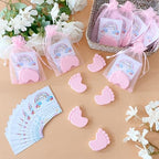 100 Sets Baby Shower Favors Refreshing Foot Soap Perfect Baby Shower Favors for Guests, Gifts, and Prizes with Organza Bags Thanks Cards (Pink) - Image 4