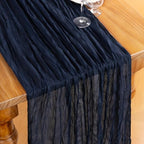 DeZerlor Navy Blue Cheesecloth Table Runners 4 Pack Christmas Runners - Image 2