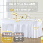 gogoparti 4 Pack Spandex White Fitted Table Cloth for 6ft Rectangle Tables White Stretch Tablecloth Table Covers Skirt Banquet Wrinkle Free Tablecloths for Parties Wedding - Image 5