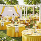 6 Pack Yellow Round Tablecloth, Fitted Table Cloths for 6 foot Round Tables, Washable 132 Inch Table Skirt for Wedding Birthday Photography Themed Parties Banquet Holidays Yellow Party Decorations - Image 6