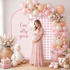 2 Pcs 7.2ft 6ft One Silly Goose Arch Backdrop Cover,Pink,Stylish - Image 5