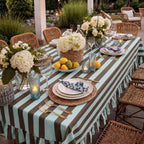 Tudomro Striped Tablecloth, Rectangle, Dark Brown, Blue, 84'' X 60'' - Image 6