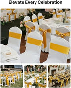VEVOR Satin Chair Sashes Bows, Chair Ribbon Ties Back Sash, 7 x 108 inch, Wedding Reception Decoration, for Wedding Ceremony Baby Shower Party Events Banquet Cover Decoration (Gold, 100pcs) - Image 2