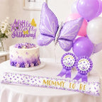 Purple Butterfly Baby Shower Decorations for Girl Party Supplies Set - Image 5