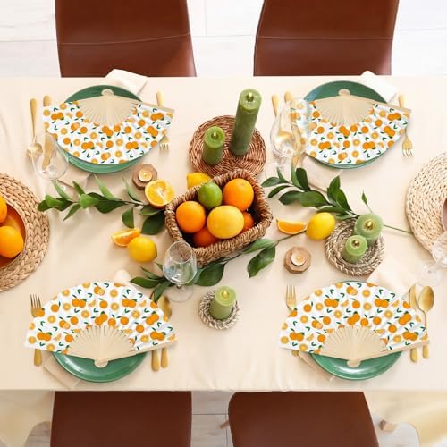 25 Pcs Orange Fruit Folding Paper Fans Bulk with Organza Bags - Image 6