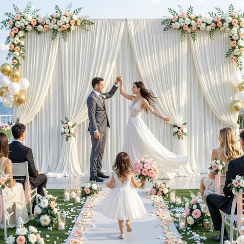30x10FT Backdrop Curtains with Rod Pockets - Wrinkle Free Photo Stage Backdrop 6 Panels Curtains Drapes for Photography Wedding Party Baby Shower Decorations (Ivory) - Image 4