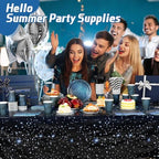 Funnymoom 452 Pcs Galaxy Party Decorations for 50, Starry Night Theme Paper Plates Napkins Cups Tablecloth Cutlery Straws for Outer Space Theme Birthday Bridal Baby Shower Party Decorations Supplies - Image 4