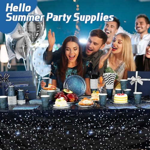 Funnymoom 452 Pcs Galaxy Party Decorations for 50, Starry Night Theme Paper Plates Napkins Cups Tablecloth Cutlery Straws for Outer Space Theme Birthday Bridal Baby Shower Party Decorations Supplies - Image 4