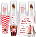 50 Pcs She's Ready to Pop Theme Baby Shower Disposable Plastic Cups with Straws, 12 oz, with Bar Sign, Soda Theme, Gender Reveal, Weddings, Bachelorette Party Supplies (Pink) by Unknown