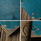 Photo Album DIY Scrapbook - 12x12 inch 50 Pages Vintage Leather Cover Three-Ring Binder Family Picture Booth Albums with 408pcs Self Adhesive Photos Corners for Memory Keep, Tree (Jasper Green) - Image 3
