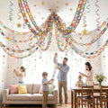 Macaron Pastel Paper Chain & Mirror Star Garland Kit with Double-Sided Tape, Pre-Cut 10 Colors Strips. Ideal for Birthday, Baby Shower, Wedding & Party Decor. (800, 1 x 8.27 Inches) by ABOAT