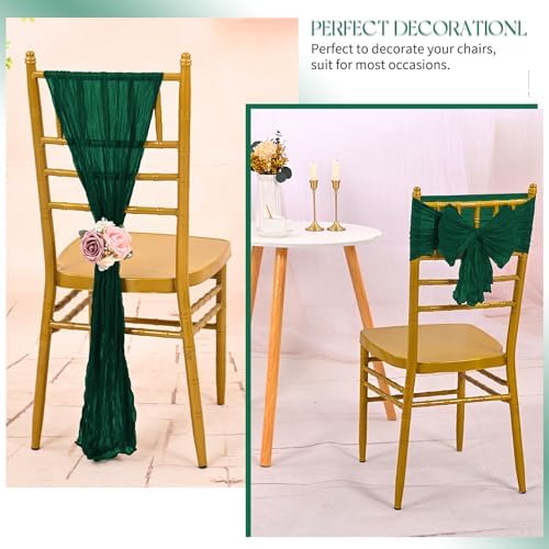 Pesonlook 60 PCS Emerald Green Chair Sashes Cheesecloth Sashes Rustic Chair Decorative Bows Designed ChairCover for Wedding Banquet Party Aisle Home Kitchen Decoration (16 x 70 inch) - Image 6