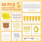 56Pcs Baby Shower Prizes for Game Winners Baby Shower Favors Gifts including Plastic Tumbler Notebook Scented Candles Ballpoint Pen Mirrors with Hair Brushes Bracelet Gift Bag (Yellow) - Image 2