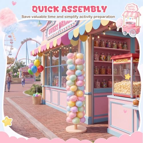 Novabright 5.25 ft Wooden Cotton Candy Stand Holder, Tall Cake Pop Stand - Image 6