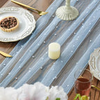 Artoid Mode 6PCS Pearl Blue Gauze Table Runner 120 Inch 10FT, Seasonal Sheer Dining Holiday Wedding Birthday Baby Shower Table Decor for Home Party - Image 4