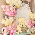 131PCS Pink Winnie Baby Shower Birthday Decorations for Girl Large Winnie Cutouts Stand Up, Pooh Balloons Arch & Bee Stickers for Gender Reveal, First Birthday, Photo Props & Newborn Party by TopJianyu