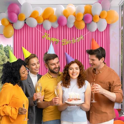 10 x 10 Feet Pink B Backdrop Curtain for Partie, Background Curtains for Photoshoot, Birthday, Wedding, Halloween, Thanksgiving, Christmas Day, New Year Party Decorations 5Ft x 10Ft, 2 Panels - Image 5