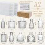 Arme Glass Bud Vase Set of 32 Pcs，Small Glass Vases for Flowers，Clear Bud Vases in Bulk，Vintage Vases for Centerpieces，Small Glass Bud Vase for Rustic Wedding Decorations，Home Table Flower Décor - Image 2