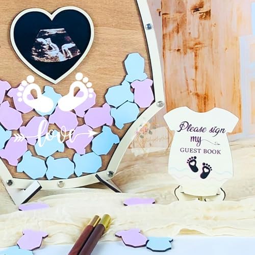 Baby Shower Guest Book Alternative, Onesie Wooden Drop Box Frame - Image 5