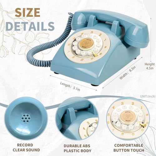 Audio Guest Book Wedding Phone,32GB Memory Customized Audio Messages, Volume Adjustable, with Message Replay Feature, Suitable for All Kinds of Party(Blue+Golden Sign) - Image 4