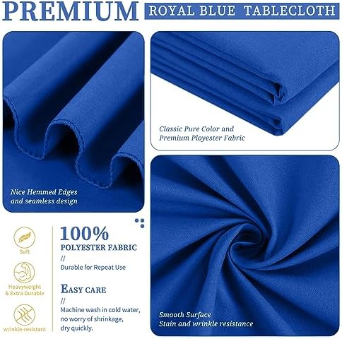 Showgeous 120 Inch Royal Blue Round Tablecloths, Polyester Table Covers - Image 4