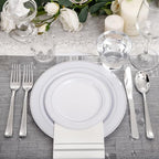 NOCCUR 700PCS Silver Plastic Plates Disposable for 100 Guests - Include 100 Dinner/Dessert White Plastic Plates with Silver Trim,300 Cutlery,100 Cups,100 Napkins for Party&Wedding - Image 6