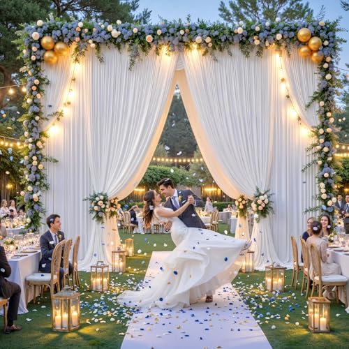 10x15ft White Backdrop Curtains for Parties Wrinkle Free Fabric Backdrop Curtain Wedding Photo Drapes Backdrop for Birthday Party Baby Shower Bridal Shower Photography Back Drop 2 Panels 5x15FT - Image 3