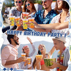 Funnymoom 50 Sets 20 oz Capri Lemon Plastic Cups with Lids & Paper Straws - Image 5