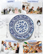 Hioasis Blue Plastic Plates, Fancy Disposable Pates, 60 Pcs for 30 Guests - Image 5