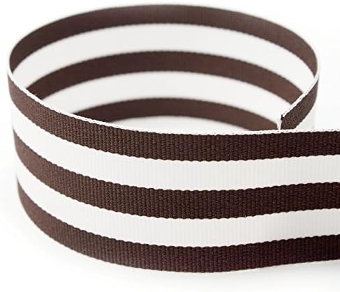 5/8" Brown & White Taffy Striped Grosgrain Ribbon - 100 Yards - USA | American Made by TheRibbonFactory%C2%AE